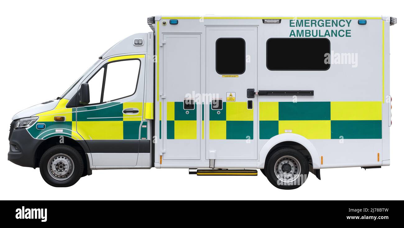 Ambulance isolée du Royaume-Uni sur Fond blanc Banque D'Images