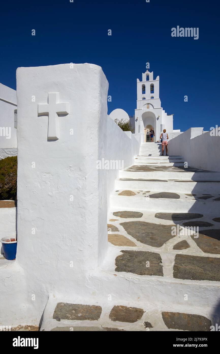 Monastère de Chrisopigi à Sifnos, Cyclades, Grèce Banque D'Images