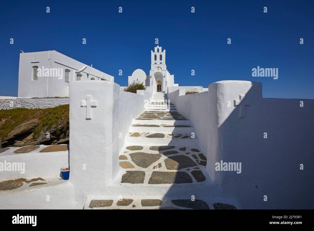 Monastère de Chrisopigi à Sifnos, Cyclades, Grèce Banque D'Images