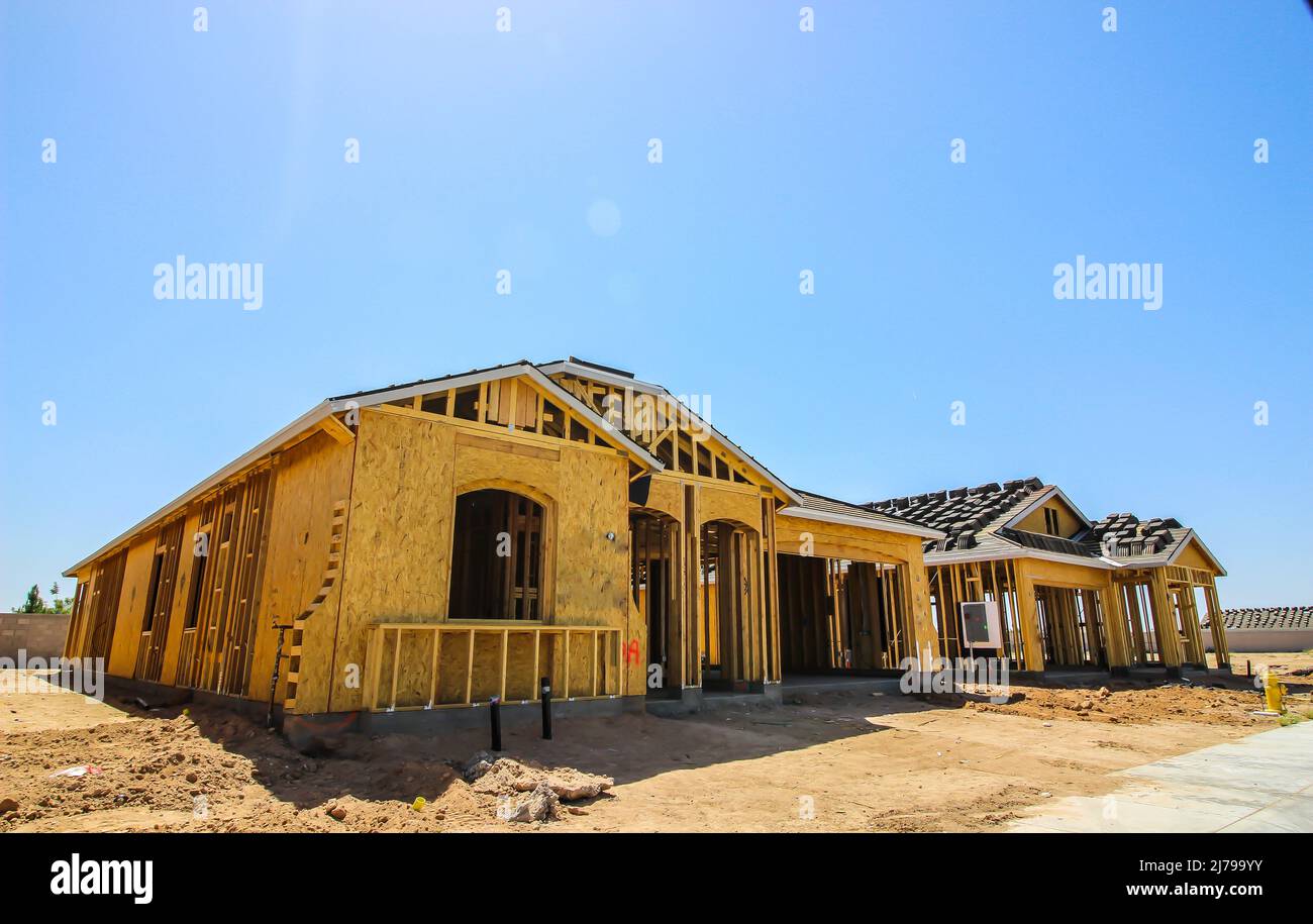 Deux nouvelles maisons en construction Banque D'Images