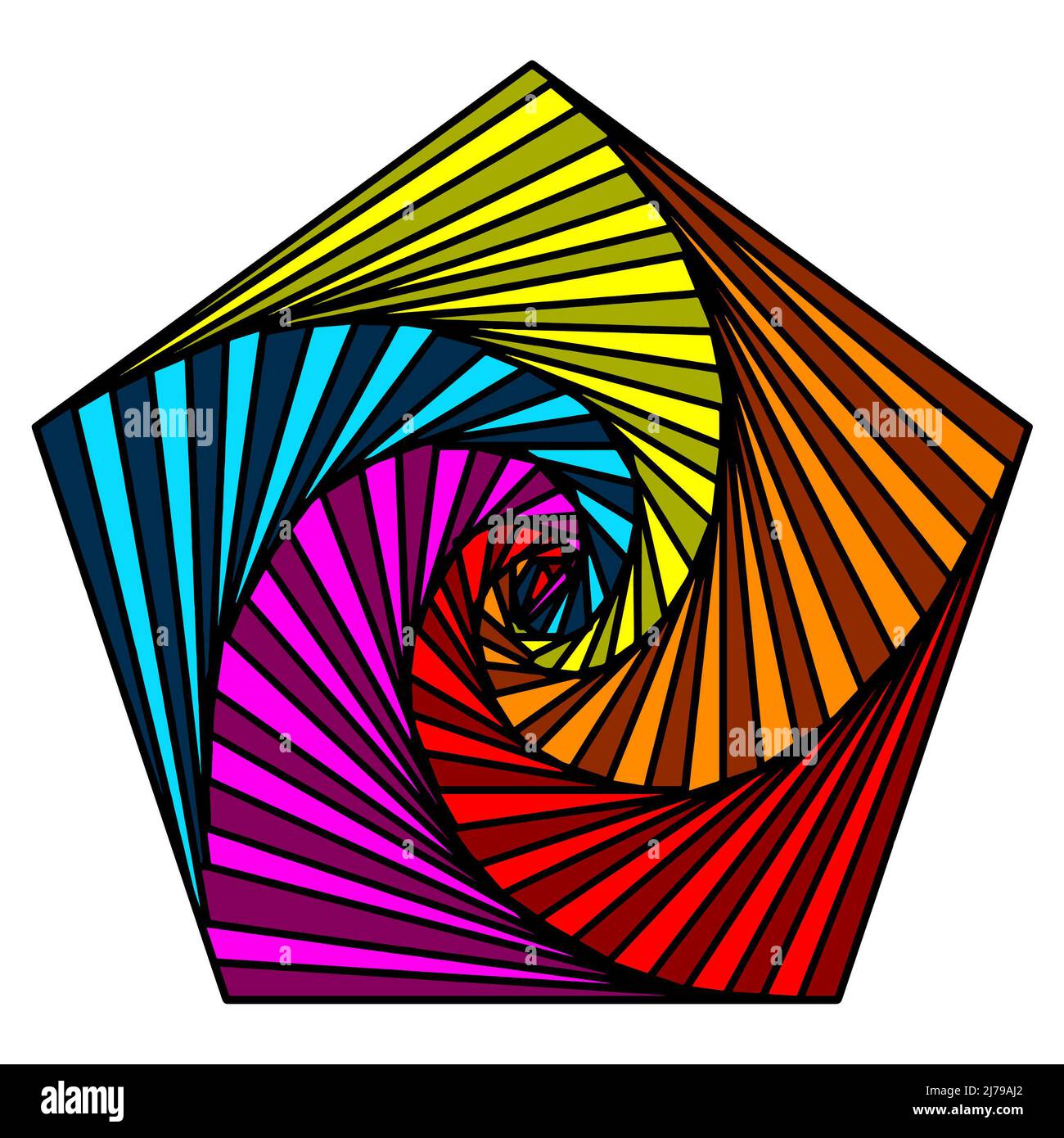 Image vectorielle d'une figure abstraite à cinq pointes avec des tourbillons à l'intérieur Banque D'Images