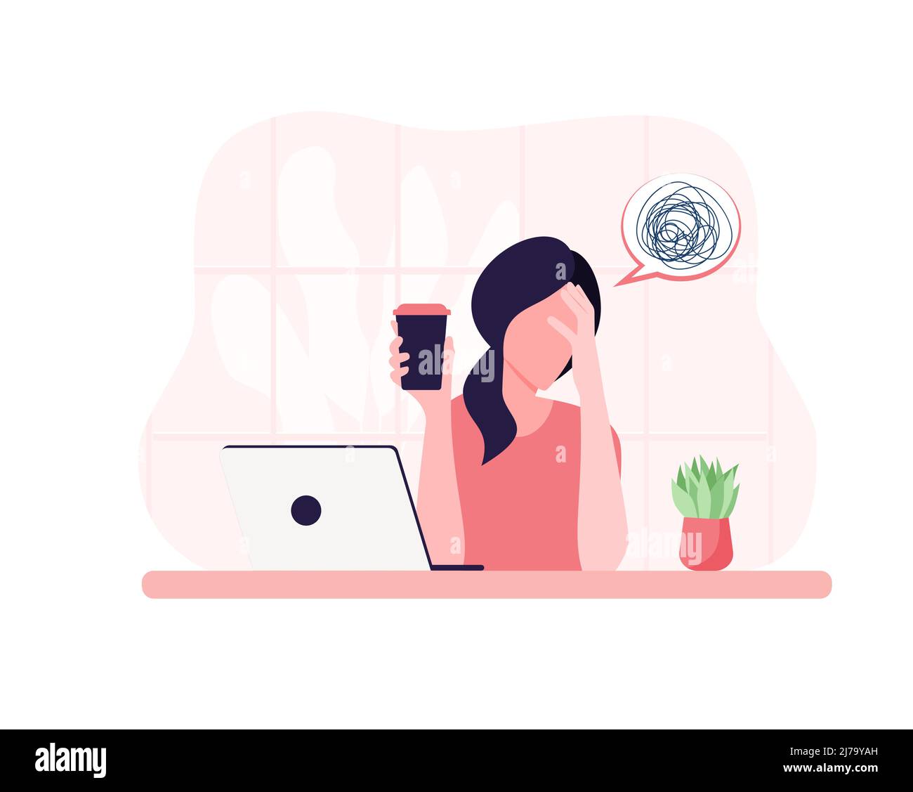syndrome d'épuisement professionnel. Problèmes de santé mentale des travailleurs frustrés. Illustration Vector long Work Day EPS 10 Illustration de Vecteur