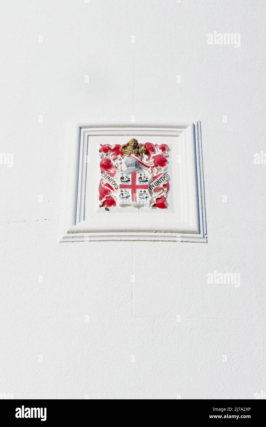 Plaque sur mur blanc sur l'île de Portland, Portland Bill Banque D'Images