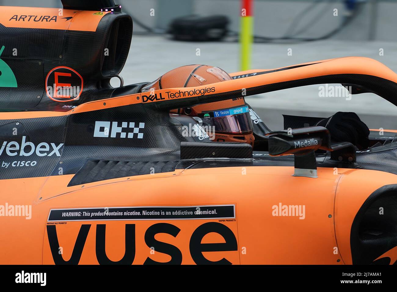 07 mai 2022, États-Unis, Miami: Motorsport: Championnat du monde de Formule 1, Grand Prix de Miami, 3rd pratique libre: Lando Norris de Grande-Bretagne de l'équipe McLaren dans la voie de la fosse. Photo: Hasan Bratic/dpa Banque D'Images