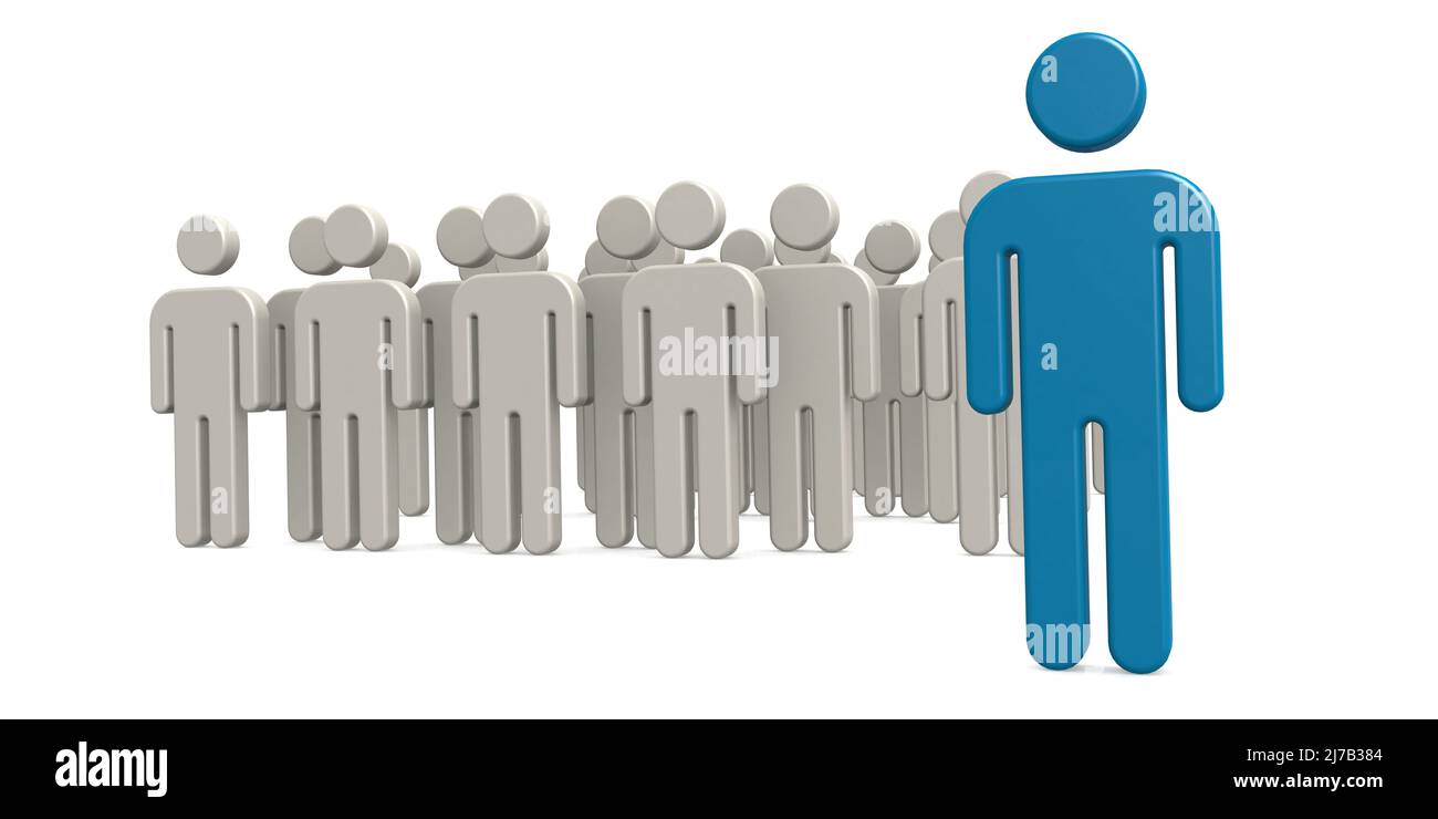 Concept de leadership avec marionnette bleue, rendu 3D Banque D'Images
