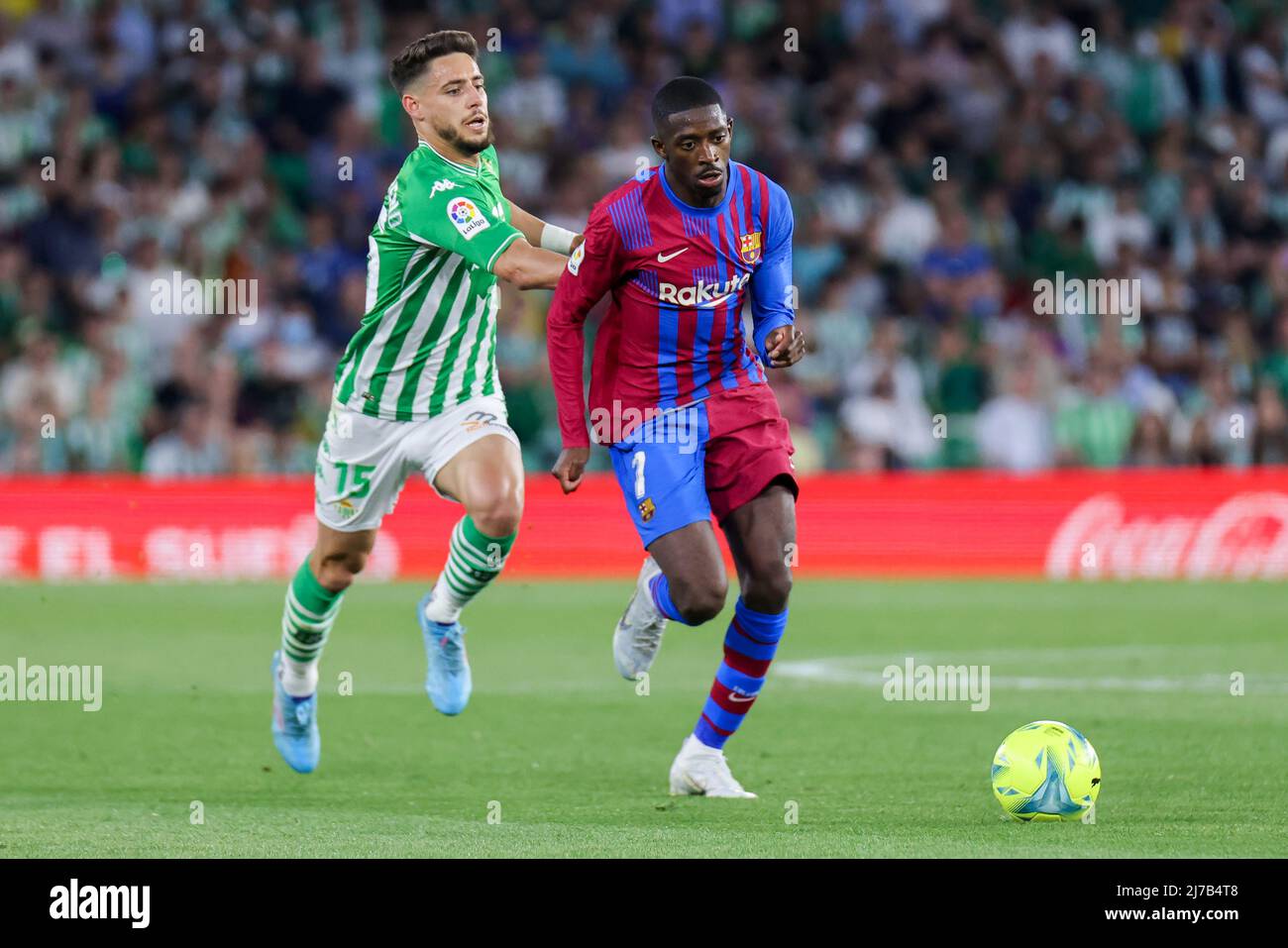 7 mai 2022, Séville, Séville, Espagne: Ousmane Dembele du FC Barcelone court avec le ballon pendant le match de la Liga Santader entre Real Betis et le FC Barcelone à Benito Villamarin à Séville, Espagne, le 07 mai 2022. (Credit image: © Jose Luis Contreras/DAX via ZUMA Press Wire) Banque D'Images