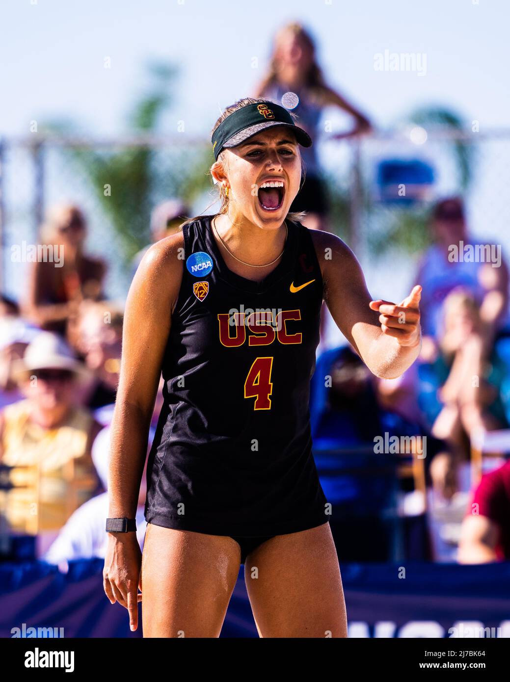 7 mai 2022, Gulf Shores, Alabama, États-Unis: SAMMY SLATER célèbre pendant le tournoi de Beach Volleyball Championship de la NCAA double entre USC et FSU. (Image de crédit : © Matthew Smith/ZUMA Press Wire) Banque D'Images