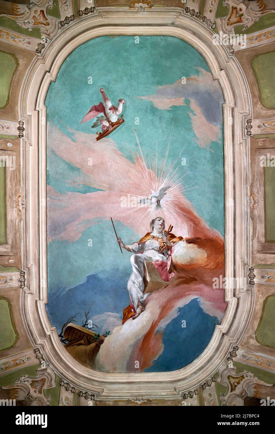 La Chiesa Cattolica - affresco - Pietro Scalvini - XVIII secolo - Palazolo sull'Oglio (BS),Italia, chiesa parrocchiale di S.Maria Assunta Banque D'Images