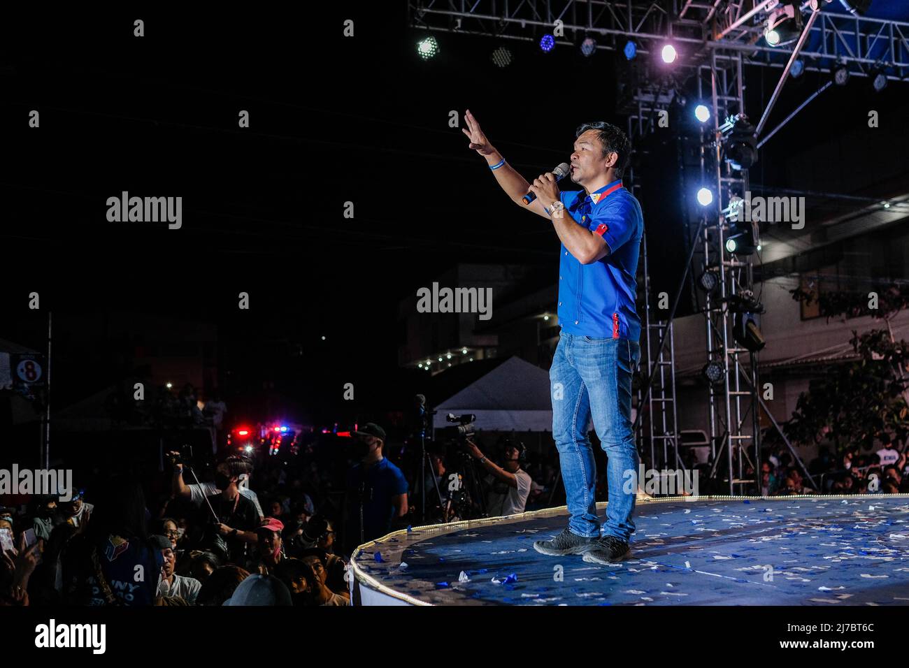 6 mai 2022, Singapour, Singapour, Singapour: Le sénateur MANNY PACQUIAO, candidat à la présidence, s'adresse à la foule lors de son rallye de campagne à Cebu City, Philippines, le 6 mai 2022. (Image de crédit : © Maverick ASIO/ZUMA Press Wire) Banque D'Images