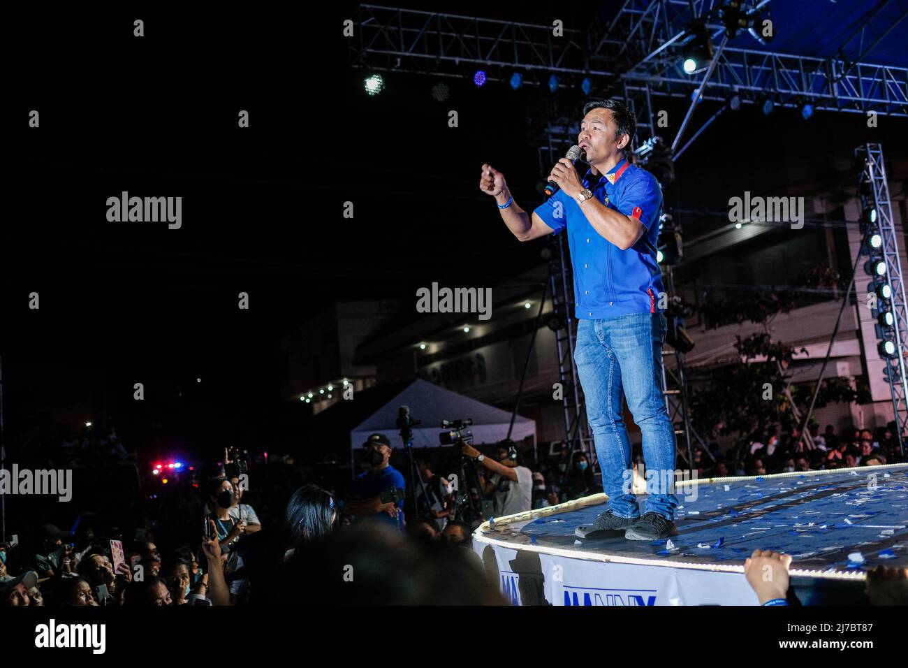 6 mai 2022, Singapour, Singapour, Singapour: Le sénateur MANNY PACQUIAO, candidat à la présidence, s'adresse à la foule lors de son rallye de campagne à Cebu City, Philippines, le 6 mai 2022. (Image de crédit : © Maverick ASIO/ZUMA Press Wire) Banque D'Images