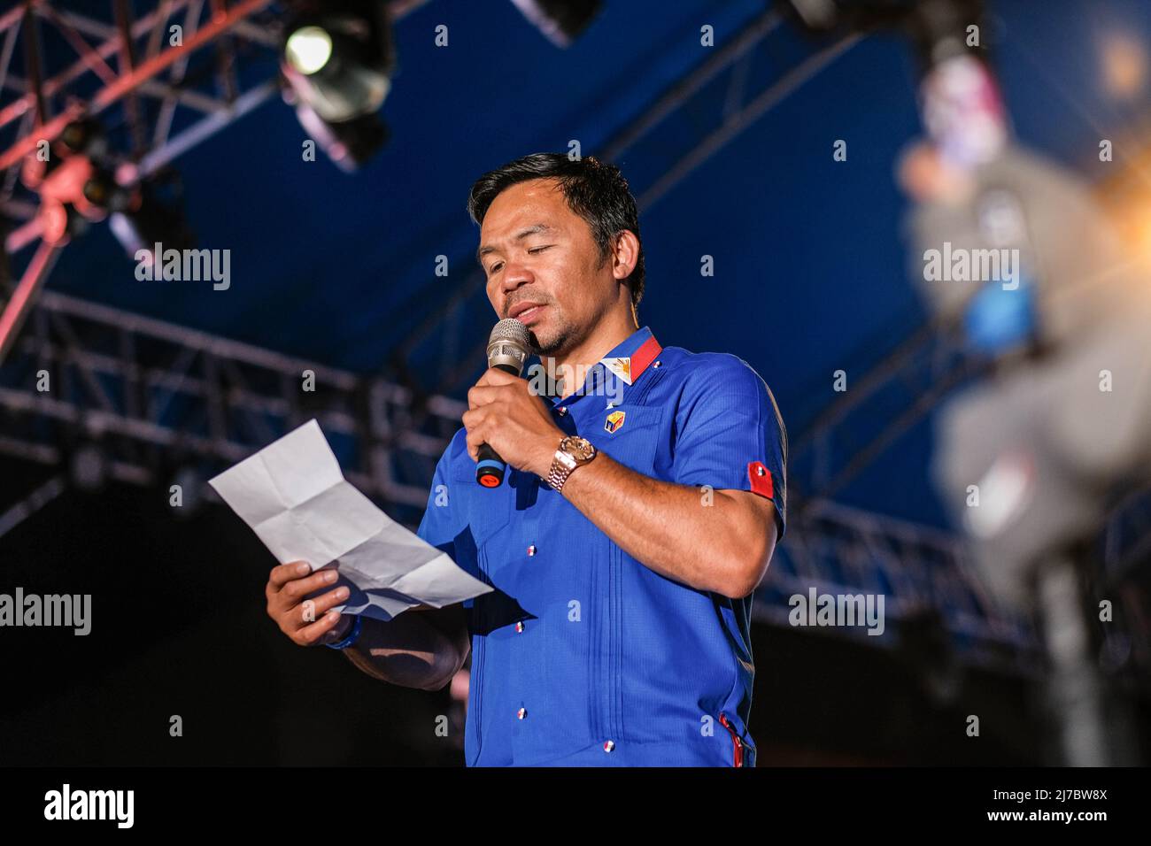 6 mai 2022, Singapour, Singapour, Singapour: Le sénateur MANNY PACQUIAO, candidat à la présidence, s'adresse à la foule lors de son rallye de campagne à Cebu City, Philippines, le 6 mai 2022. (Image de crédit : © Maverick ASIO/ZUMA Press Wire) Banque D'Images