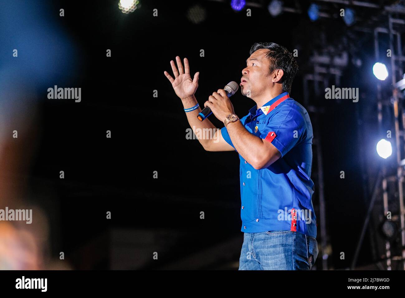 6 mai 2022, Singapour, Singapour, Singapour: Le sénateur MANNY PACQUIAO, candidat à la présidence, s'adresse à la foule lors de son rallye de campagne à Cebu City, Philippines, le 6 mai 2022. (Image de crédit : © Maverick ASIO/ZUMA Press Wire) Banque D'Images