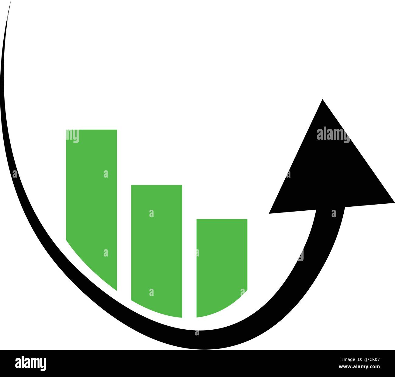 Graphique à barres vert et icône de flèche répulsive. Vecteur modifiable. Illustration de Vecteur