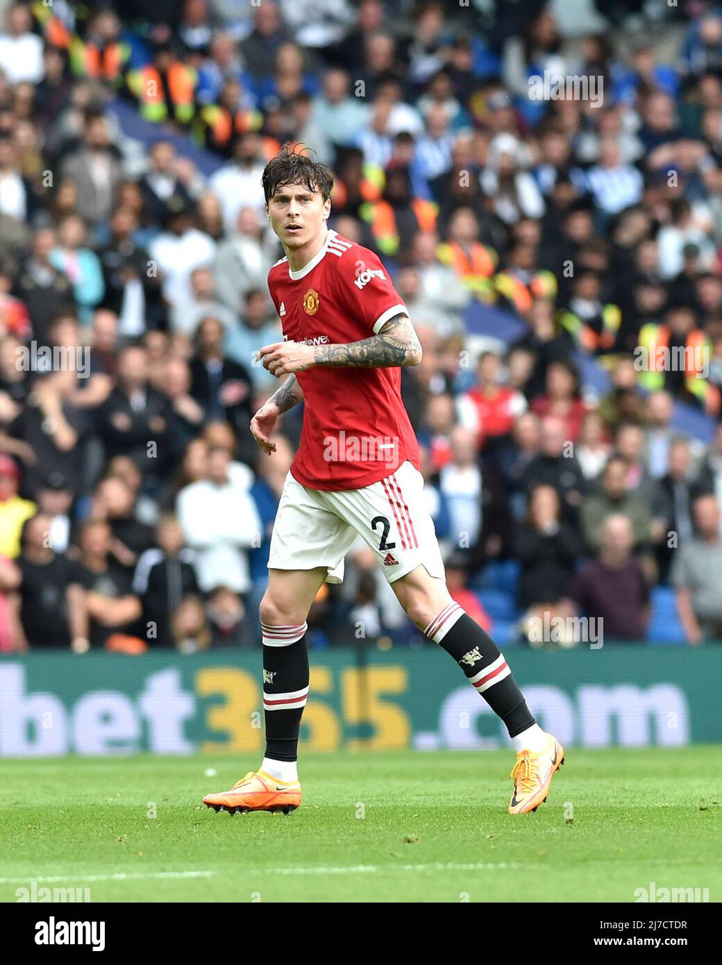 Victor Lindelof de Manchester United lors du match de la Premier League entre Brighton et Hove Albion et Manchester United au stade American Express, Brighton, Royaume-Uni - 7th mai 2022 usage éditorial exclusif. Pas de merchandising. Pour les images de football, les restrictions FA et Premier League s'appliquent inc. Aucune utilisation Internet/mobile sans licence FAPL - pour plus de détails, contactez football Dataco Banque D'Images