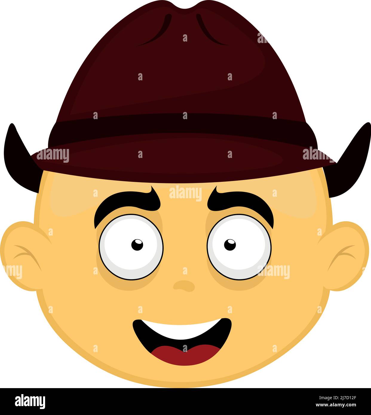 Illustration vectorielle d'un visage de personnage de dessin animé jaune avec un chapeau de cow-boy ou d'archéologue Illustration de Vecteur
