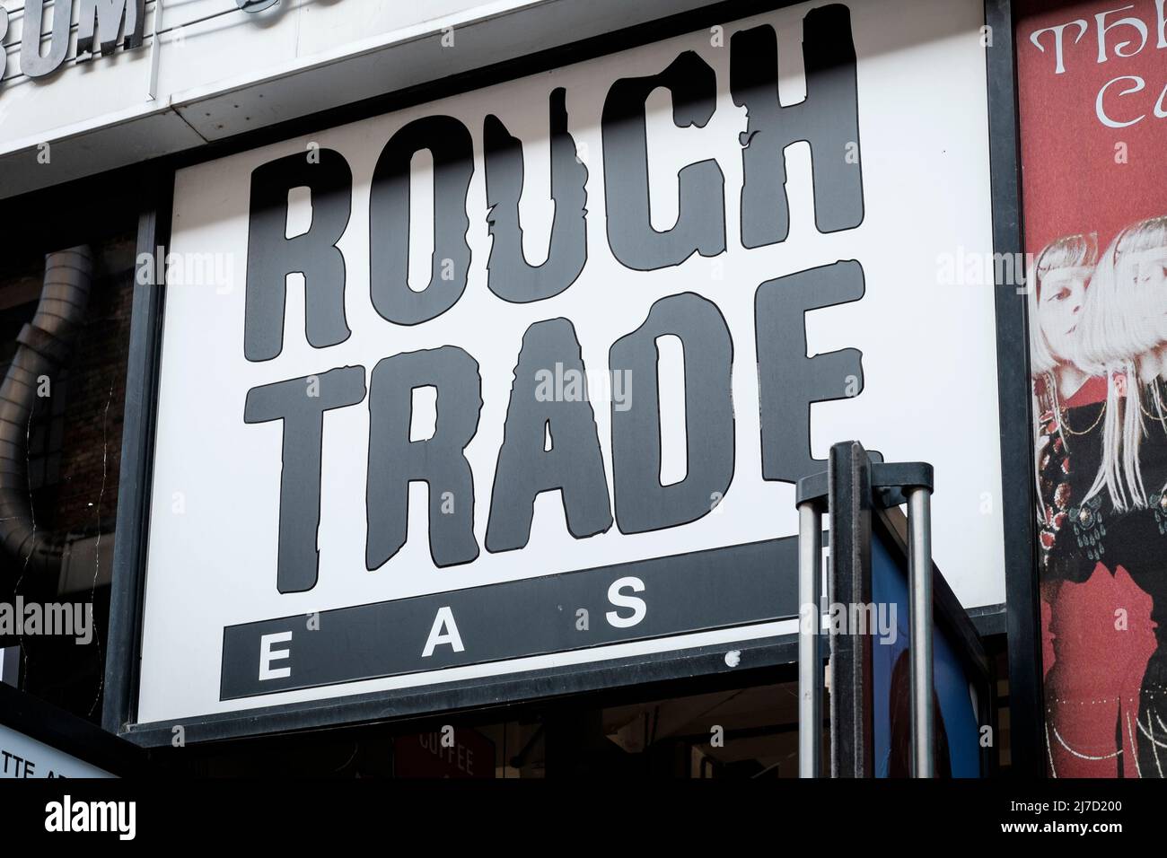 Boutique de disques de rugueux Trade East, Brick Lane, East London, Royaume-Uni Banque D'Images