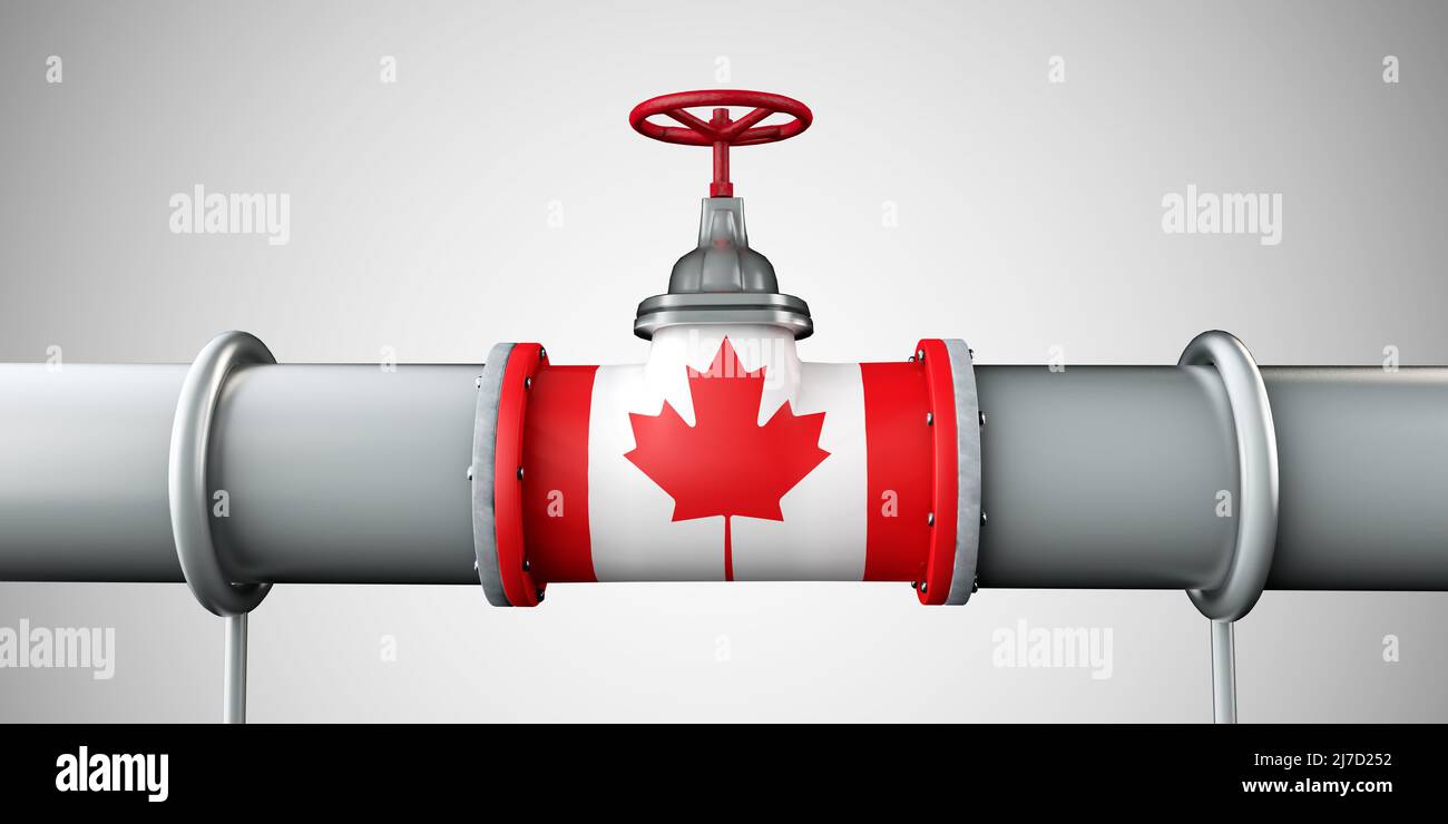 Gazoduc pour le pétrole et le gaz du Canada. Concept de l'industrie pétrolière. 3D rendu Banque D'Images