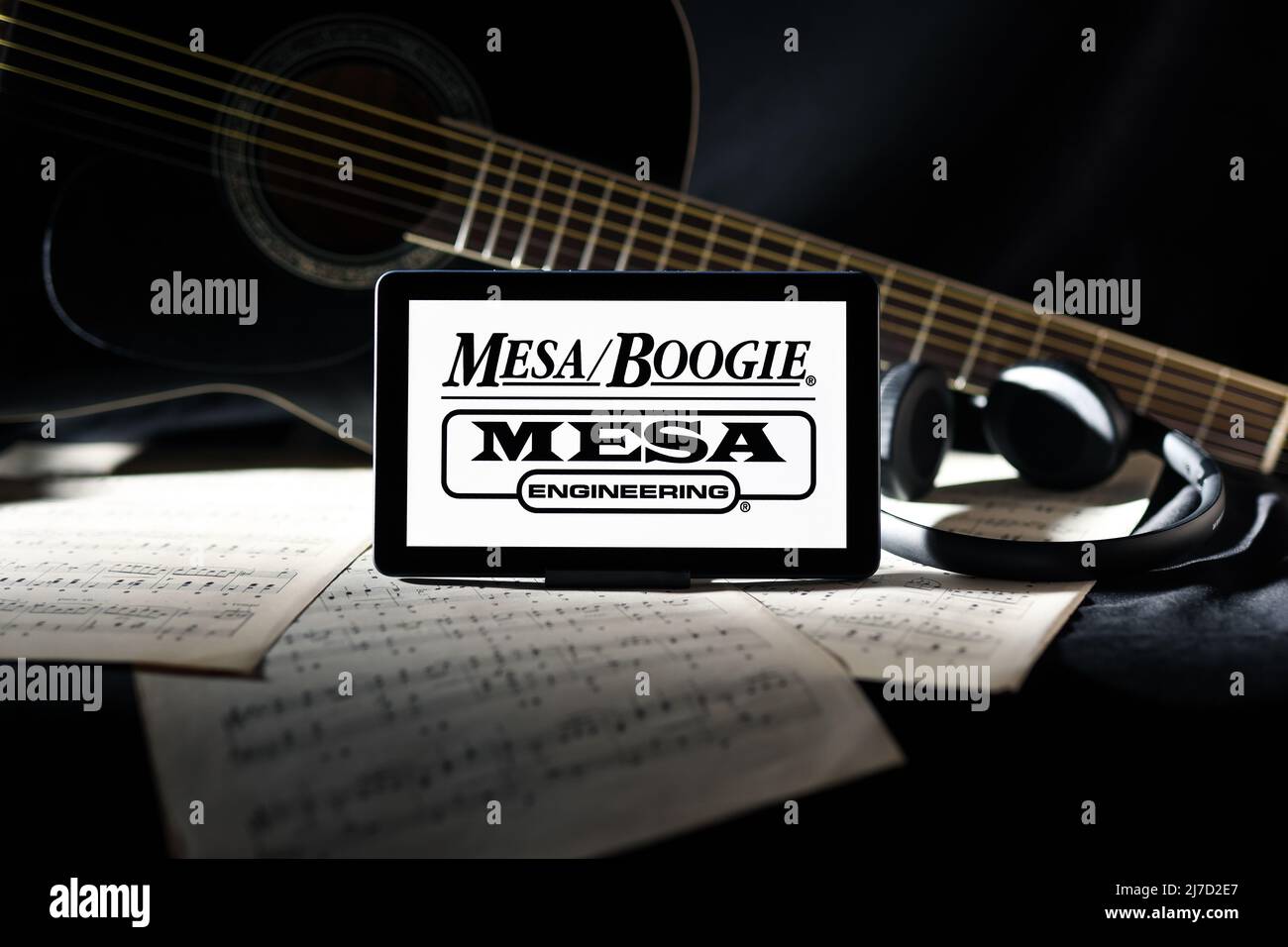 Mesa Boogie éditorial. Photo d'illustration pour les nouvelles de Mesa Boogie - une entreprise américaine qui fabrique des amplificateurs et d'autres accessoires pour guita Banque D'Images