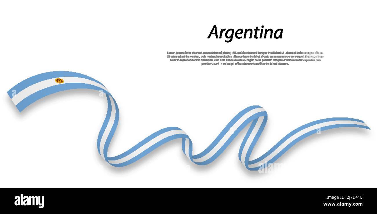 Forme un ruban ou une bannière avec drapeau de l'Argentine. Modèle pour la conception de l'affiche de la fête de l'indépendance Illustration de Vecteur