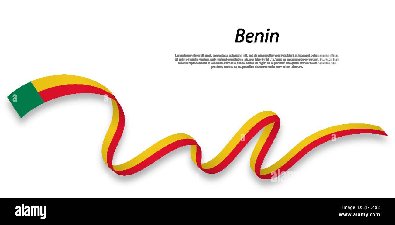 Forme un ruban ou une bannière avec un drapeau du Bénin. Modèle pour la conception de l'affiche de la fête de l'indépendance Illustration de Vecteur Forme un ruban ou une bannière avec un drapeau du Bénin. Modèle pour la conception de l'affiche de la fête de l'indépendance Illustration de Vecteur