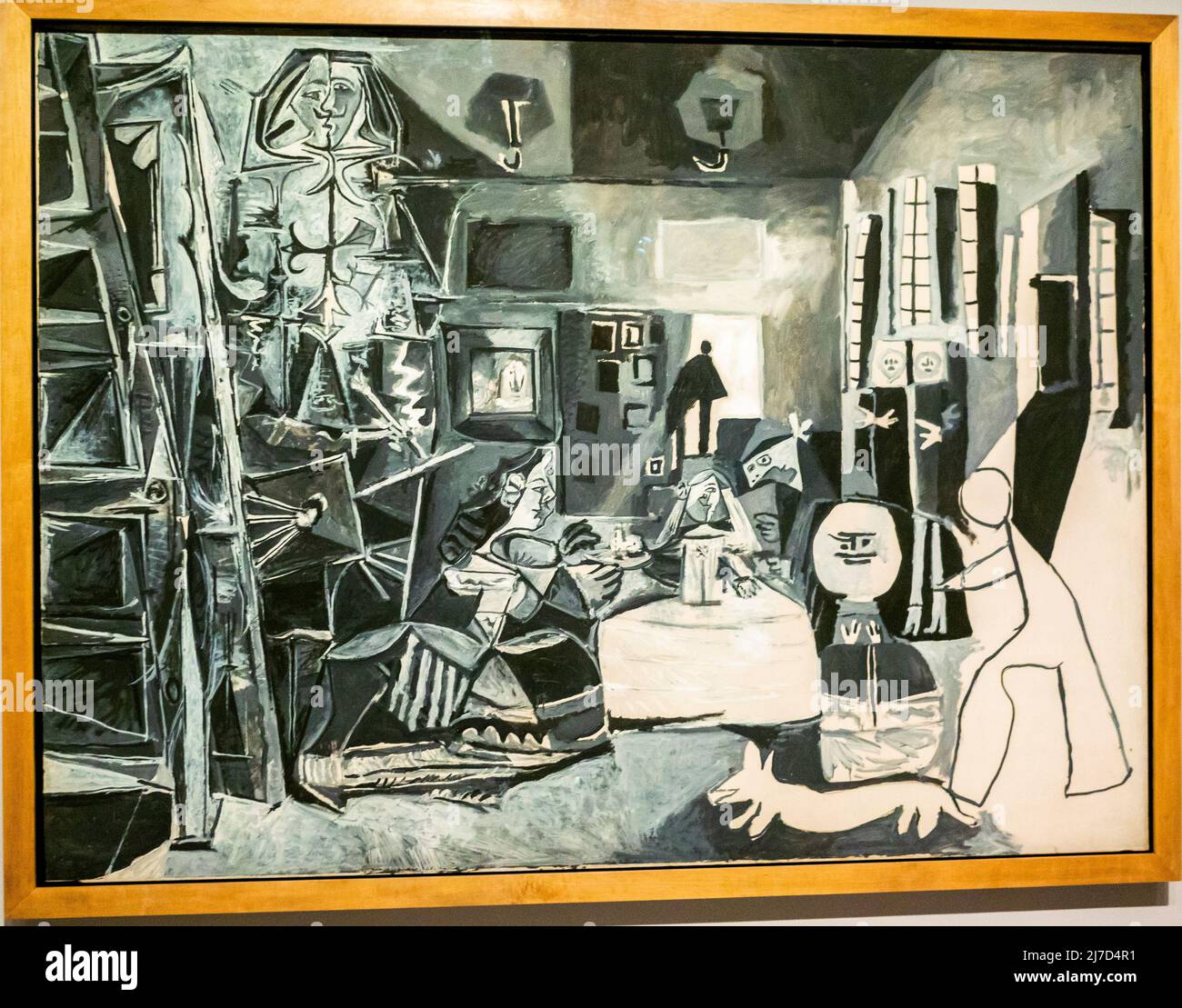 Barcelone, Espagne, Musée Pablo Picasso, peinture abstraite, 'Las Meninas, Cannes, 1957' peintures de pablo picasso, art moderne style Picasso Banque D'Images