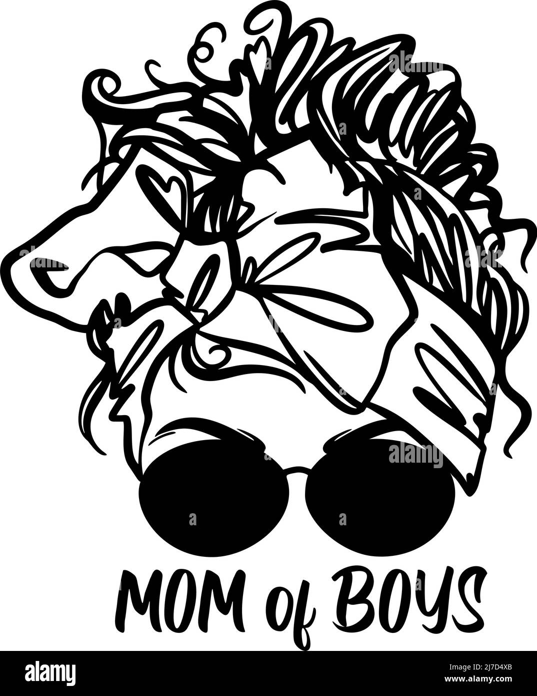 Garçon mama citation design avec l'illustration de la chignon désordonné femme avec des lunettes de soleil. Carte postale de la fête des mères. Illustration de Vecteur