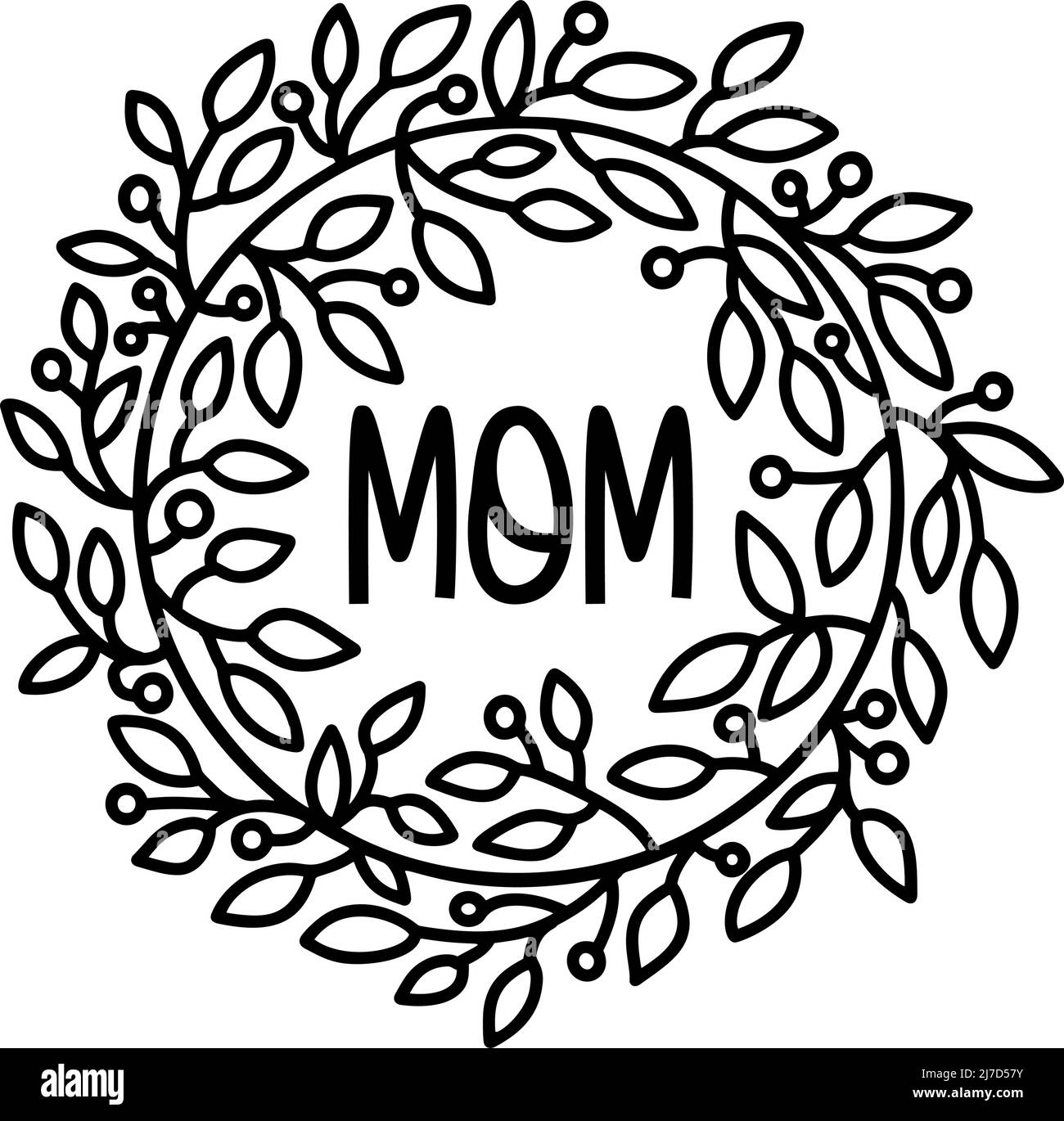 Motif fleuri pour mère avec fleurs. Carte postale de la fête des mères. Cadeau pour maman. Motif couronne fleurie. Illustration de Vecteur