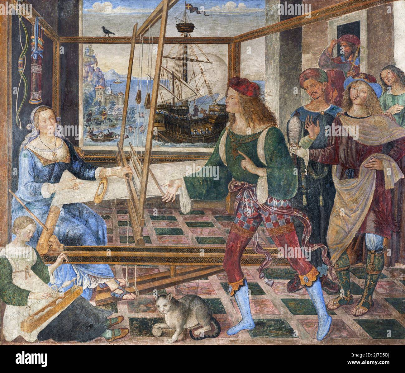Penelope et les suiteurs du peintre italien de la Renaissance, Pinturicchio ou Pintoricchio (n. Bernardino di Betto; 1454–1513), en plein air détaché et monté sur toile, c. 1509 Banque D'Images