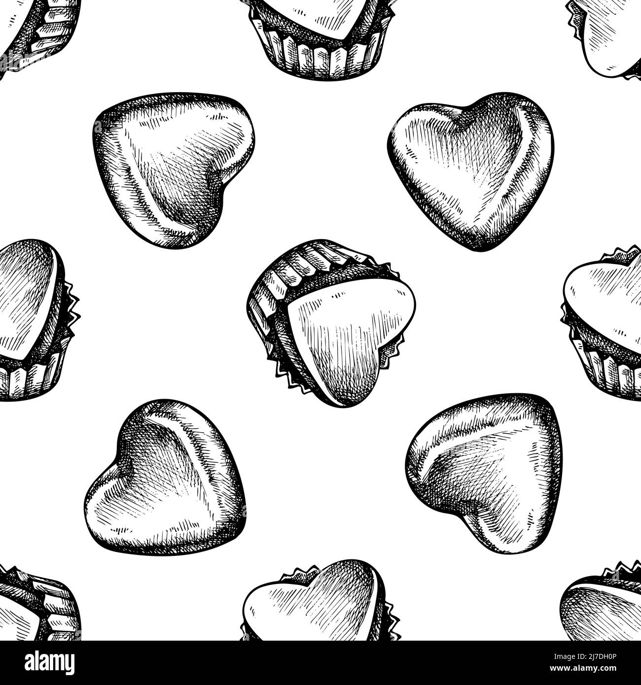 Motif sans couture avec bonbons au chocolat noir et blanc Illustration de Vecteur