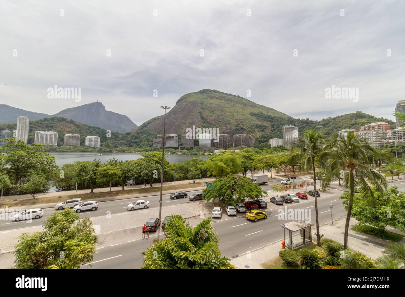 Lagune Rodrigo de Freitas à Rio de Janeiro, Brésil - 19 mars 2022 : vue sur la lagune Rodrigo de Freitas à Rio de Janeiro. Banque D'Images