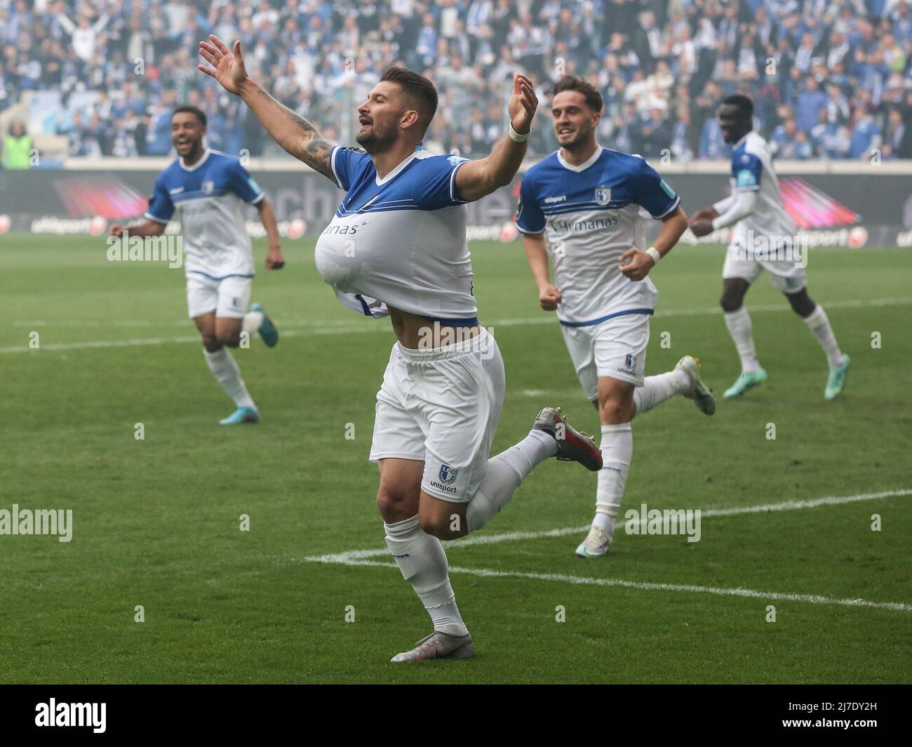 Célébration du but Kai Brünker 1.FCM saison de football de la ligue 3rd 2021-2022 point jeu 1. FC Magdeburg - FSV Zwickau Banque D'Images