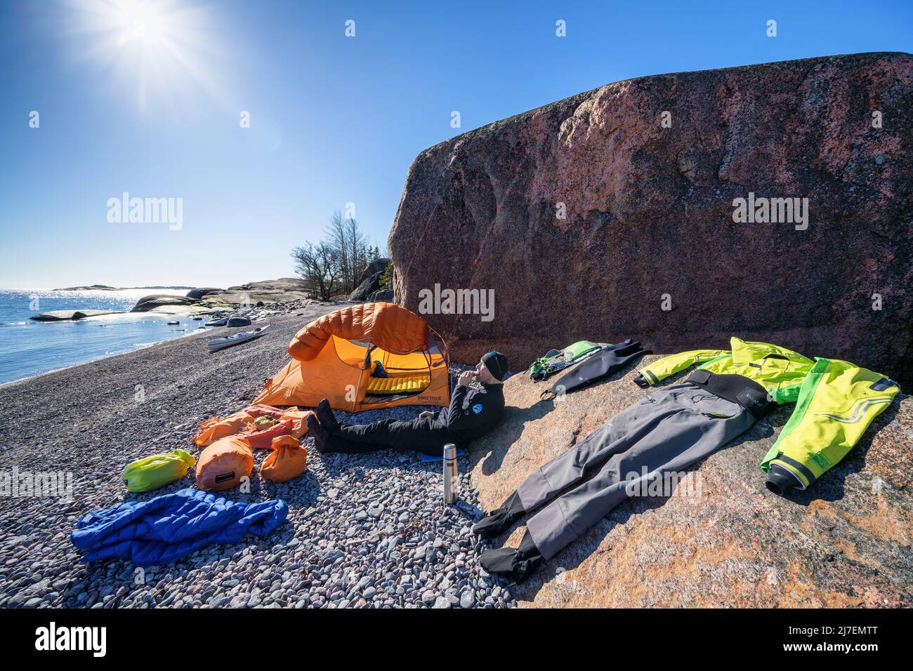 Camping sur l'île de Jussarö, Raasepori, Finlande Banque D'Images