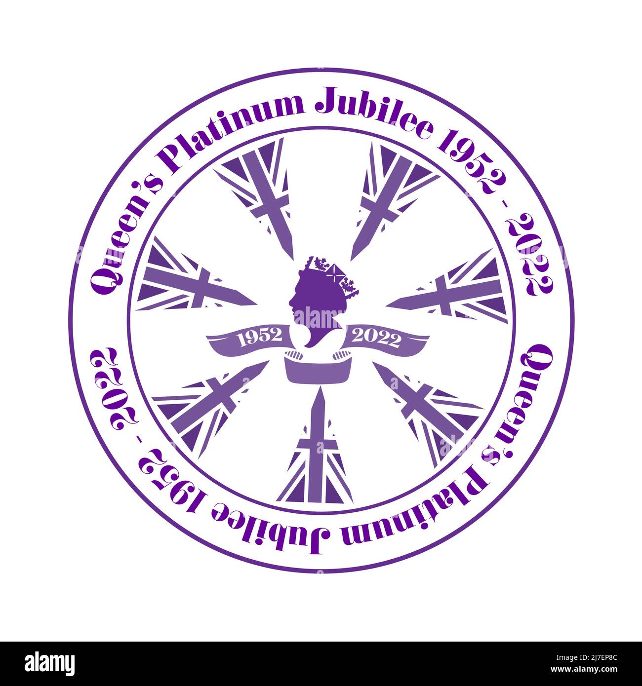 Le Queens Platinum Jubilee 2022 - en 2022, sa Majesté la Reine deviendra le premier monarque britannique à célébrer un Jubilé de platine après 70 ans Illustration de Vecteur