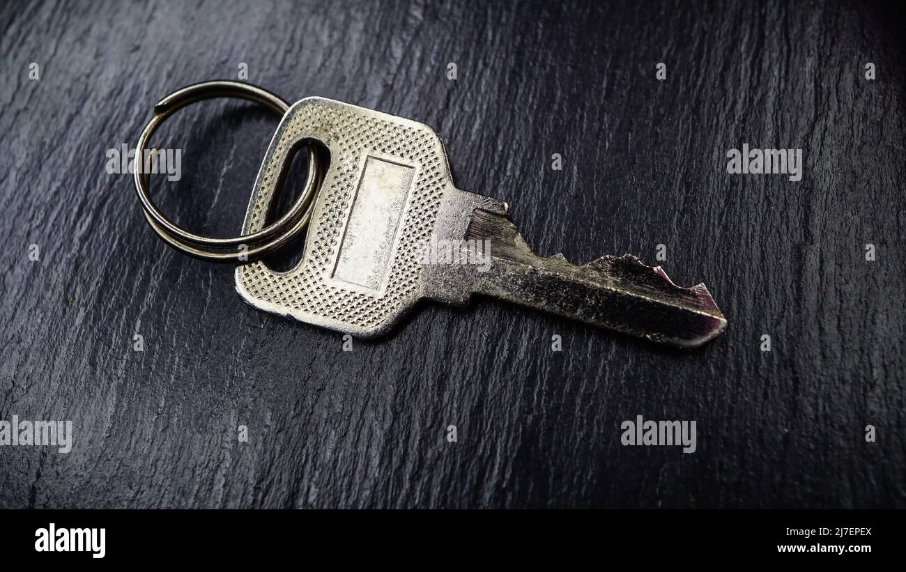 clé en acier pour ouvrir la porte, photo d'objet photographie macro Banque D'Images