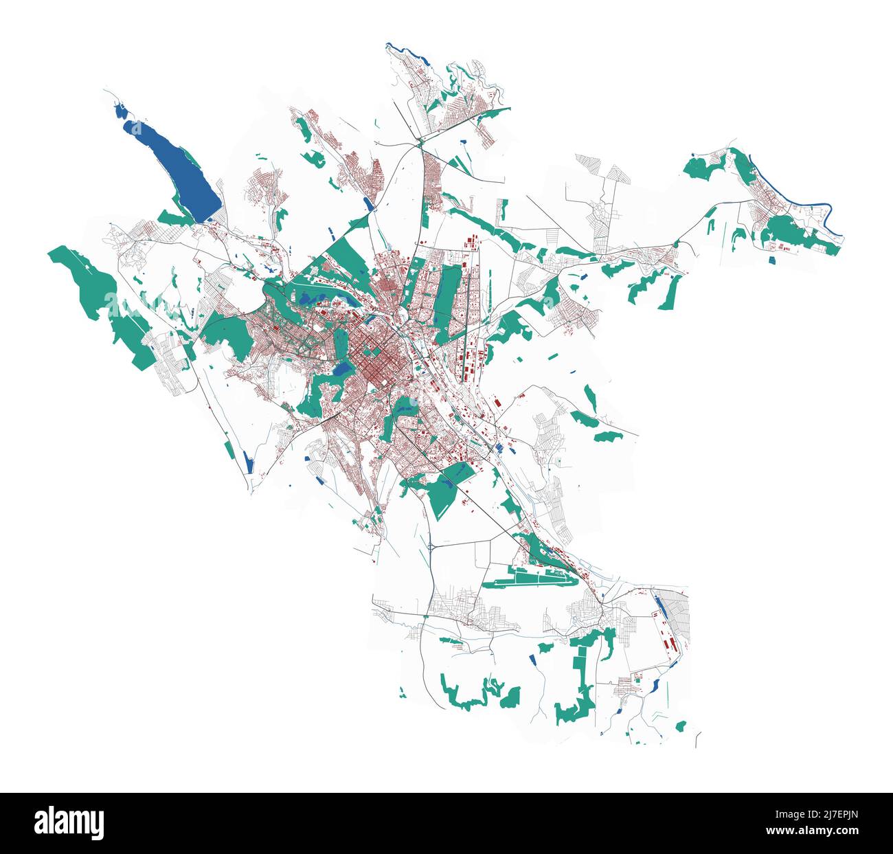 Carte vectorielle Chisinau. Carte détaillée du quartier administratif de Chisinau. Panorama urbain. Illustration vectorielle libre de droits. Carte de contour avec buildin Illustration de Vecteur