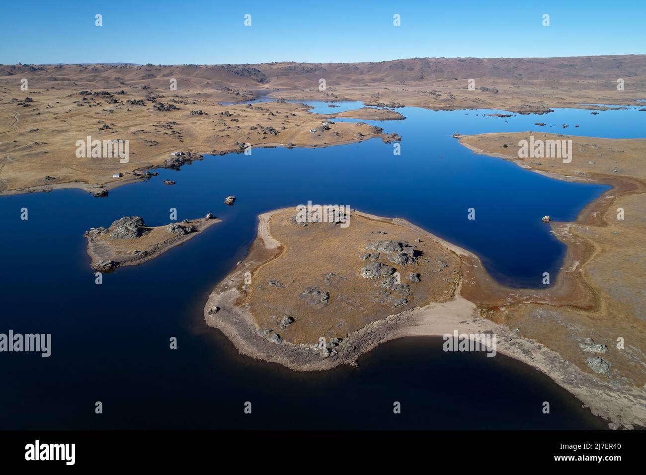 Barrage de Poolburn, Central Otago, Île du Sud, Nouvelle-Zélande - drone aérien Banque D'Images