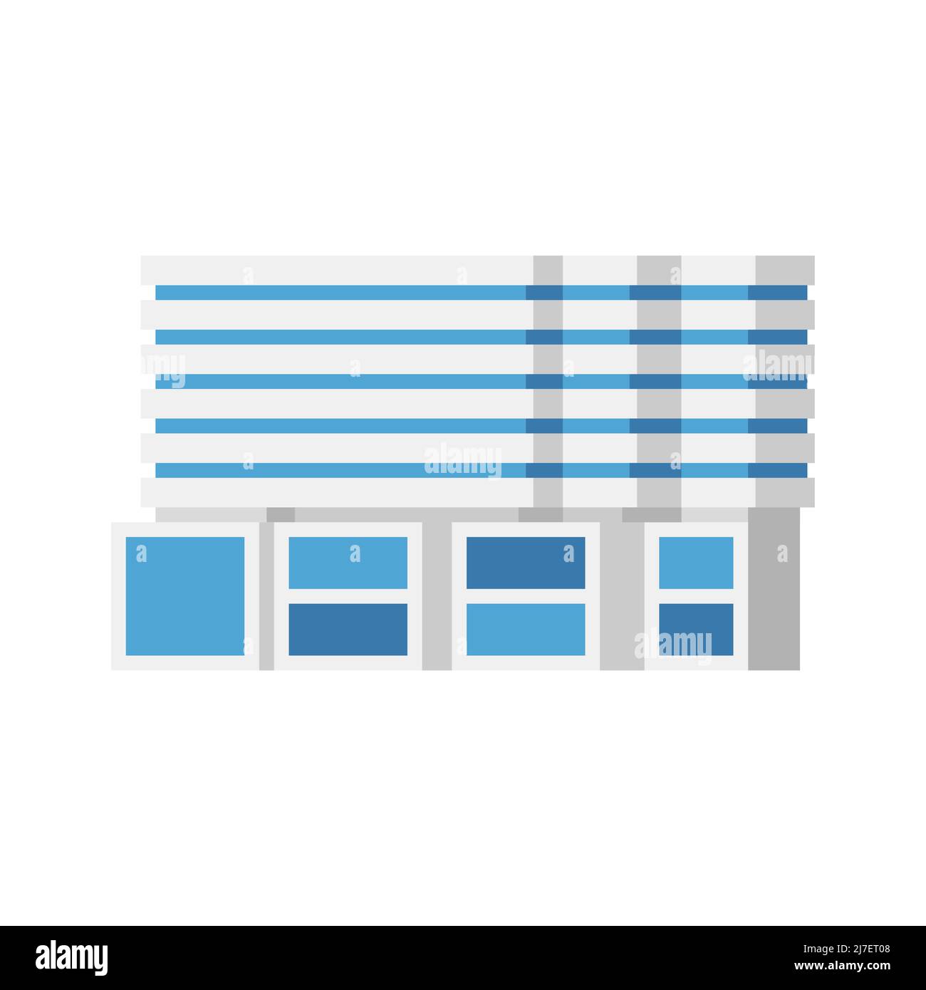 Bâtiment moderne de la ville, illustration de dessins animés isolés à vecteur plat Illustration de Vecteur