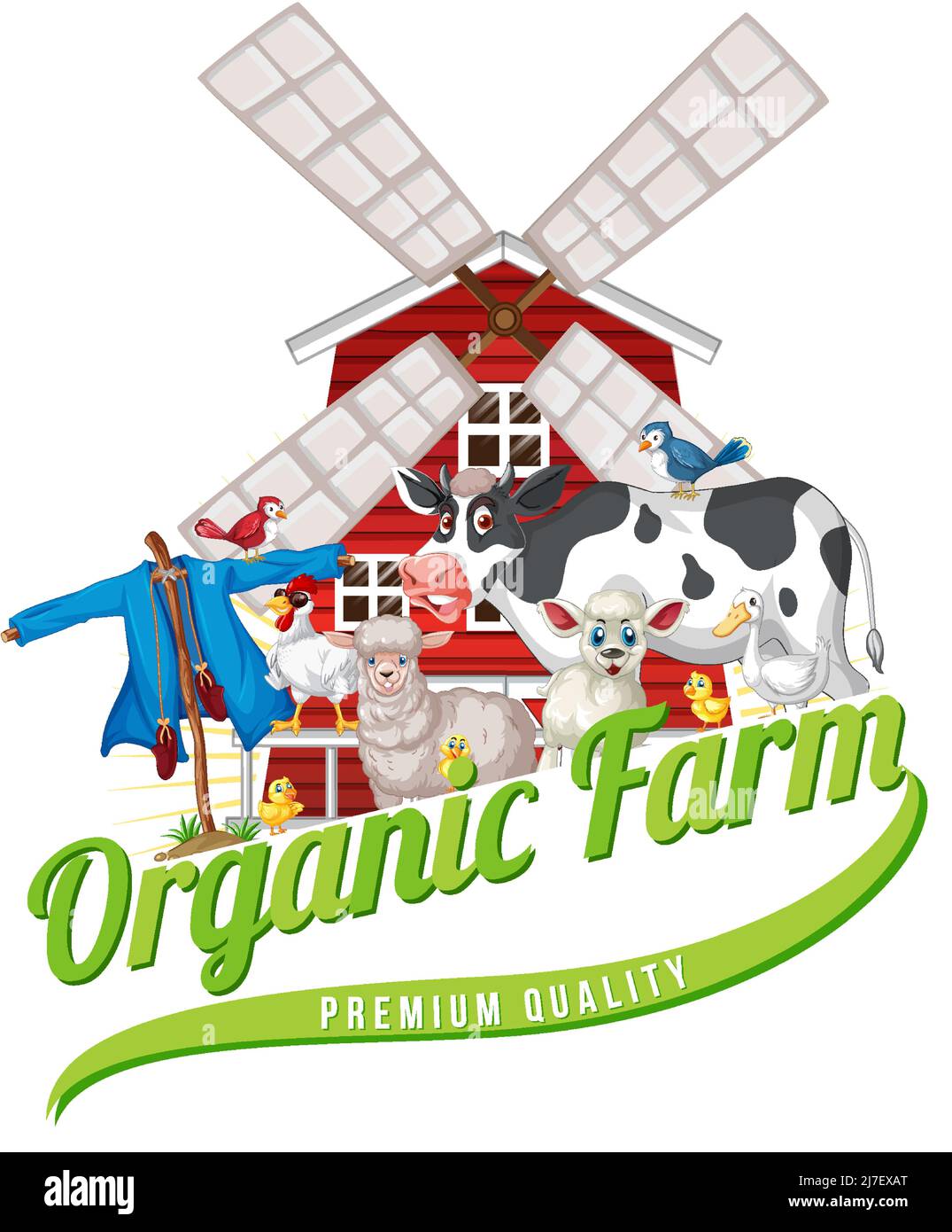 Logo avec des mots bio illustration de ferme Illustration de Vecteur