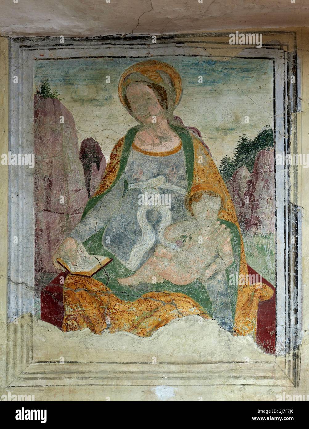 Madonna col Bambino - affresco - fine del XV secolo - Rovato (BS),Italia, Convento dell’Annunciata Banque D'Images