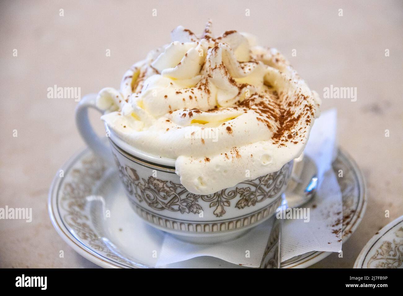 Cioccolata Calda ou chocolat chaud, Caffè Scudieri Firenze, Florence, Italie Banque D'Images