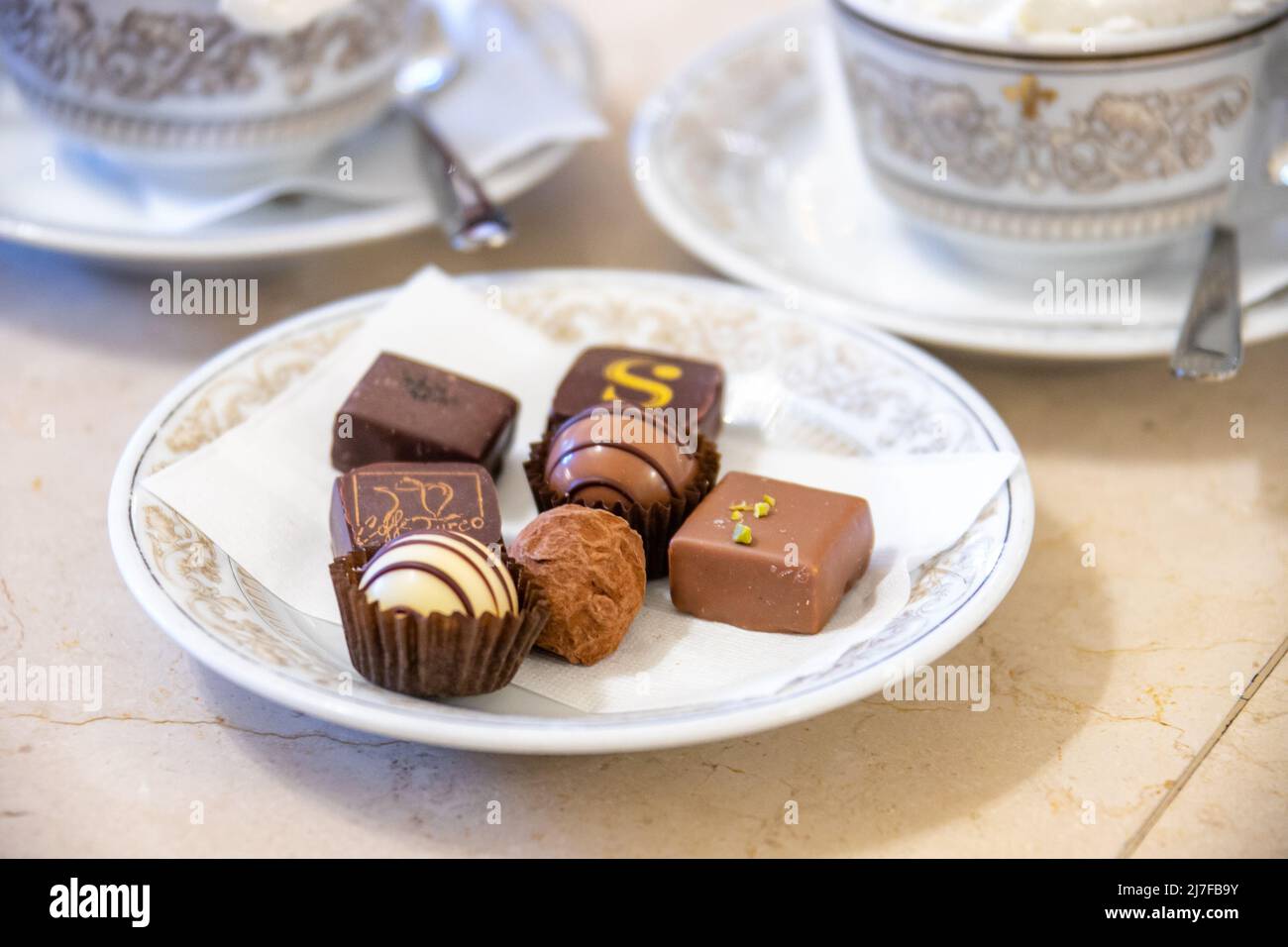 Chocolats au Caffè Scudieri Firenze, Florence, Italie Banque D'Images