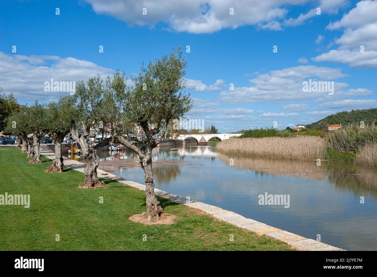 Rivière Arade avec le pont romain en arrière-plan, Silves, Algarve, Portugal, Europe Banque D'Images