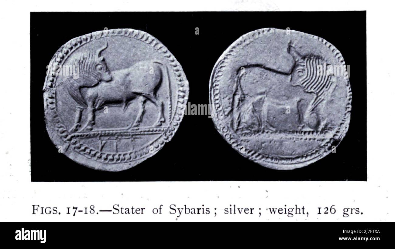 Stater of Sybaris ; Silver ; Weight, 126 grs du livre ' Une courte histoire de pièces et de monnaie : en deux parties ' par Sir John Lubbock, Date de publication 1902 Editeur New York : Dutton Banque D'Images