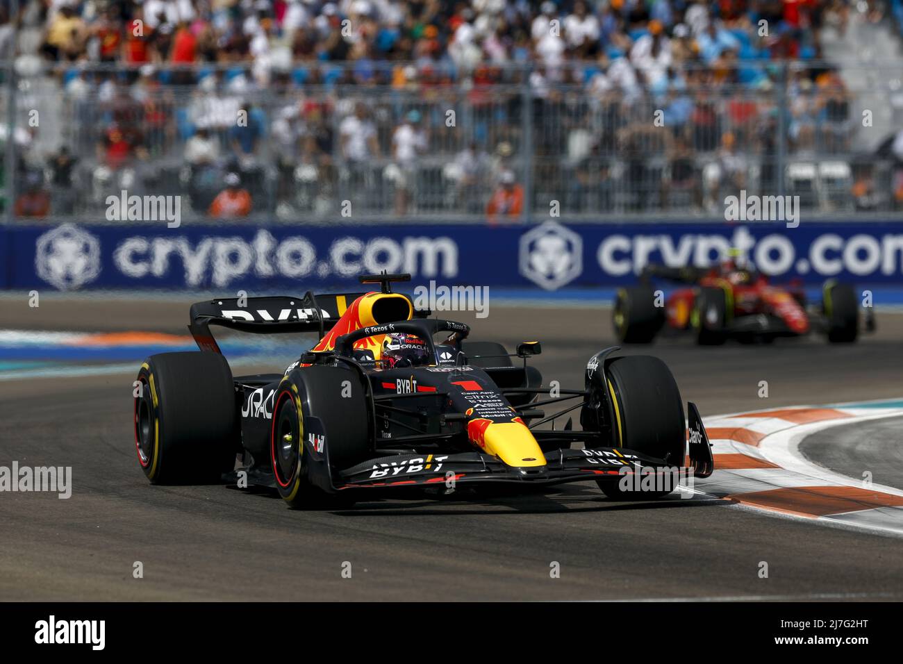 Miami, Etats-Unis, 08/05/2022, 01 VERSTAPPEN Max (nld), Red Bull Racing RB18, action pendant le Grand Prix de Formule 1 Crypto.com de Miami 2022, 5th tour du Championnat du monde de Formule 1 de la FIA 2022, sur l'Autodrome international de Miami, de Miami Gardens, Floride, Etats-Unis d'Amérique, 8 mai 05/2022, - photo: DPPI/DPPI/LiveMedia Banque D'Images