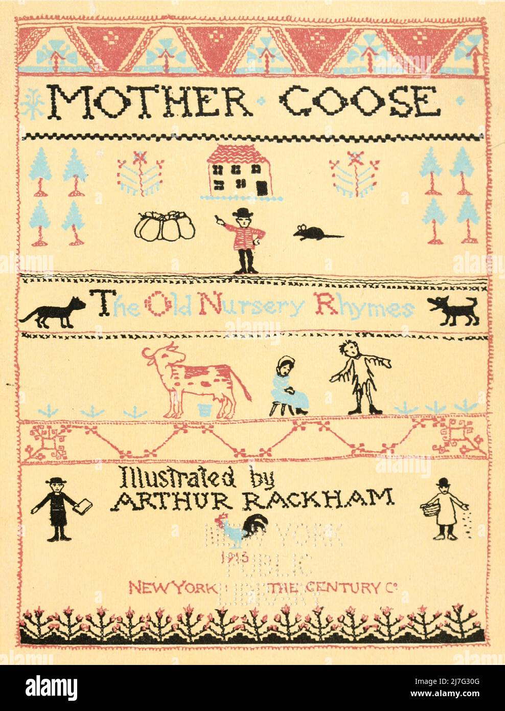 Page de titre et de crédit de ' mère Goose l'ancienne comptine rhymes ' illustré par Arthur 