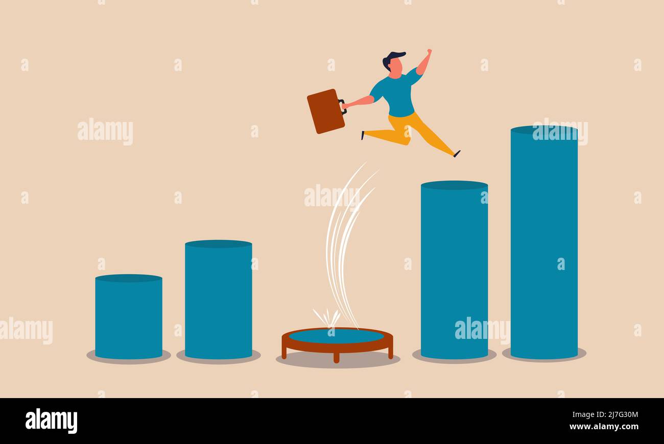 Bond de croissance et graphique de réussite commerciale. Concept d'illustration vectoriel Power Rebover and Recover. Trampoline investissement économique rapide Illustration de Vecteur