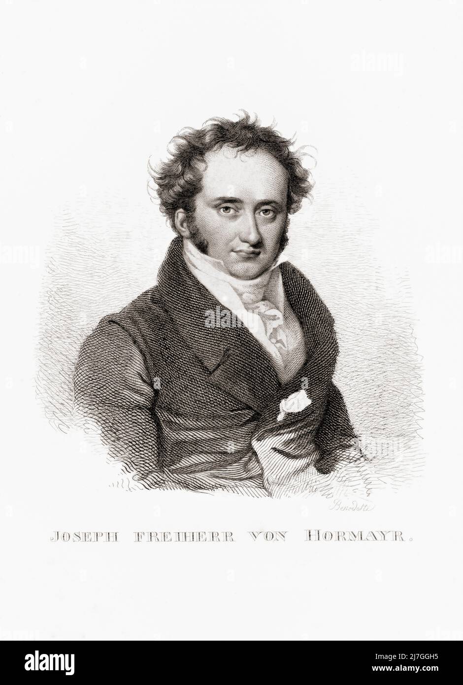 Joseph Hormayr, Baron zu Hortenburg, ou Joseph Freiherr von Hormayr zu Hortenburg, 1781 - 1782. Historien et homme d'État autrichien et allemand. Banque D'Images