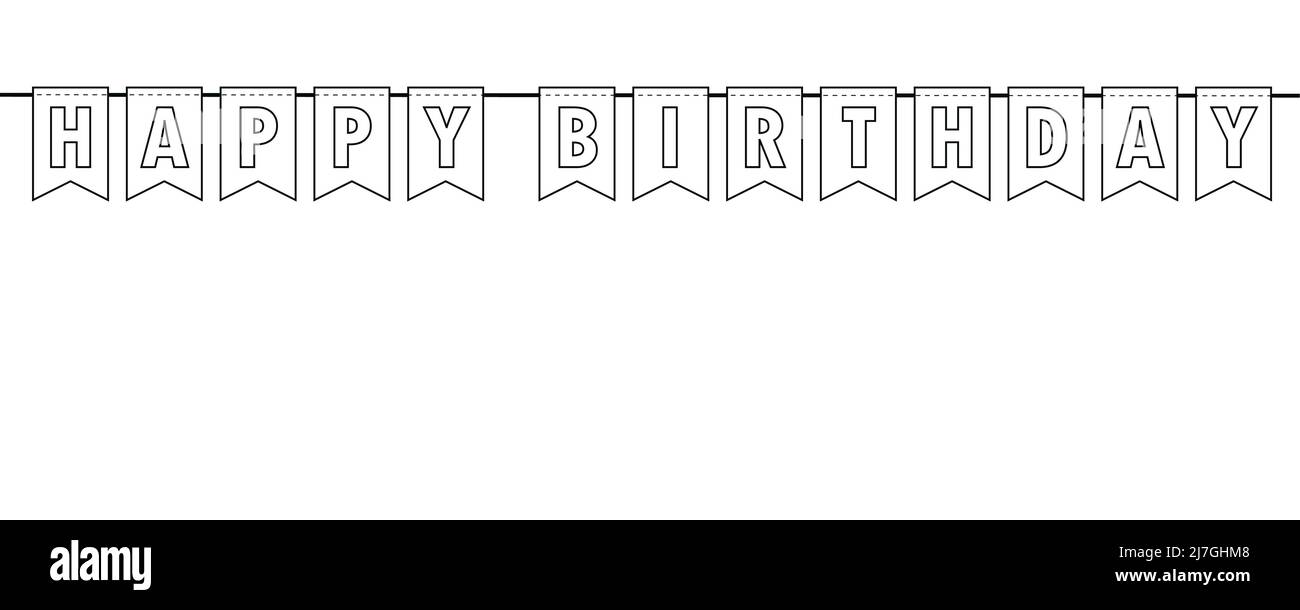 joyeux anniversaire fête drapeaux bannière contour pour livre de