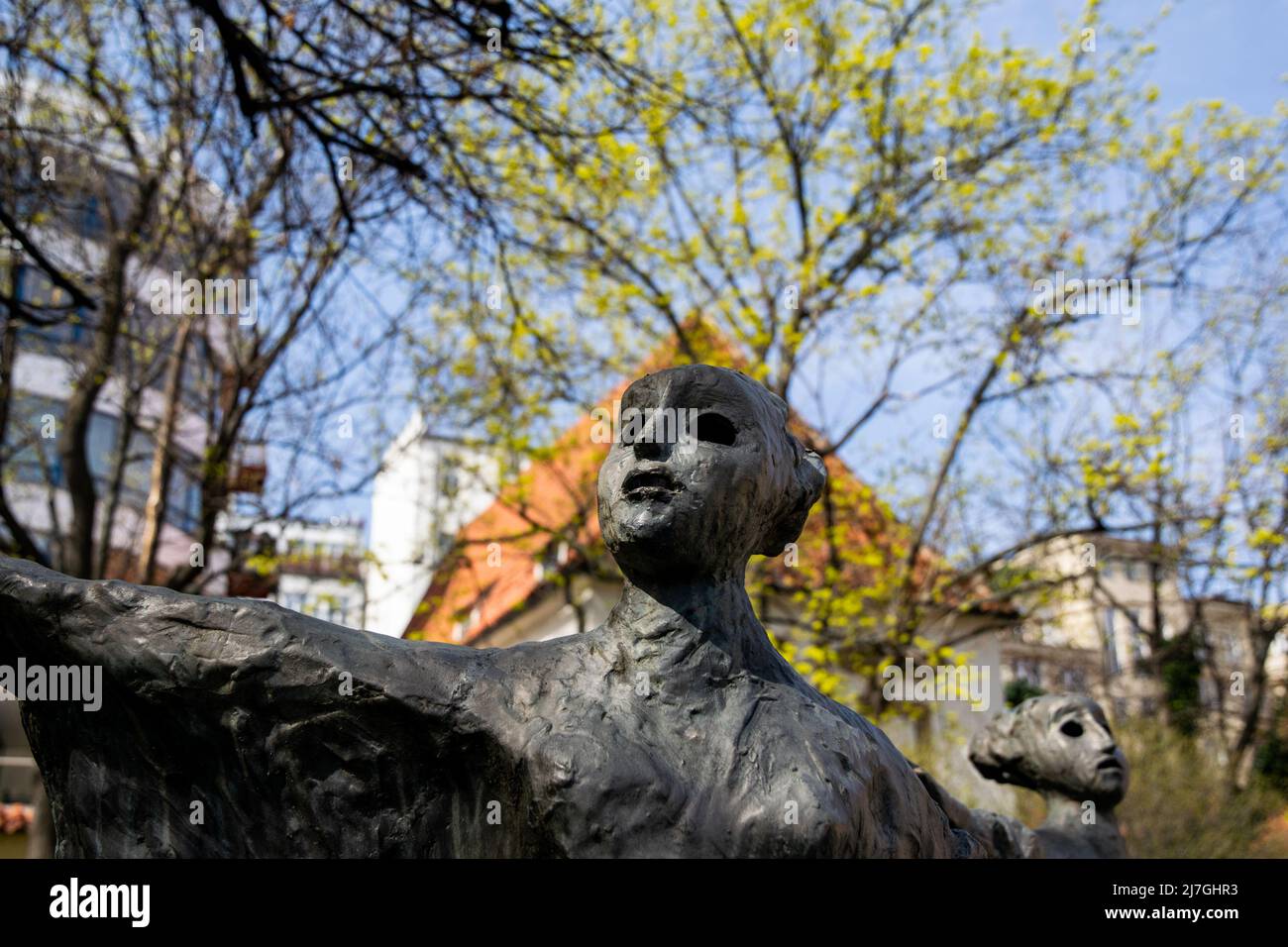 Grande sculpture Missionnaire au jardin franciscain, nouvelle ville de Prague Banque D'Images