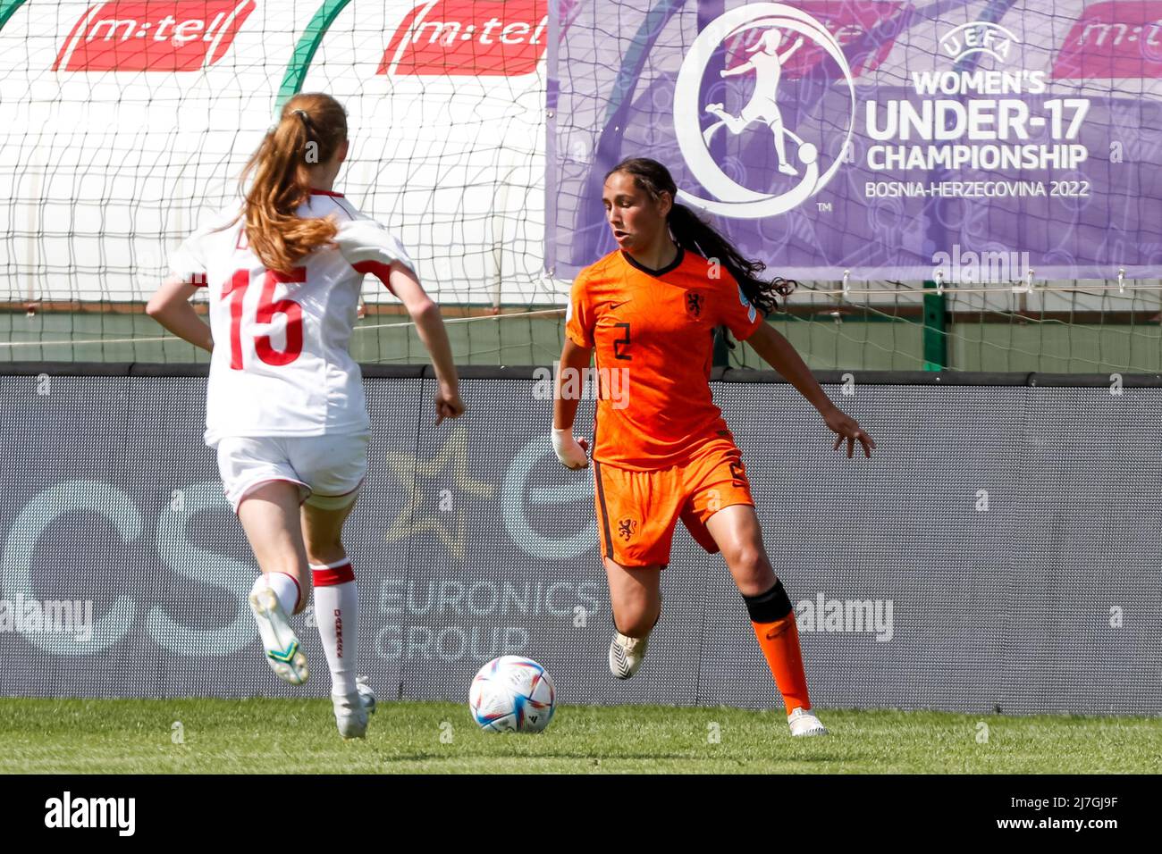 ZENICA, BOSNIE-HERZÉGOVINE - 9 MAI : Daliyahde Klonia des pays-Bas lors du match de l'UEFA European Women's U17 Championship entre les pays-Bas et le Danemark au centre d'entraînement de football FF BH le 9 mai 2022 2022 à Zenica, Bosnie-Herzégovine (photo par Nikola Krstic/Orange Pictures) Banque D'Images